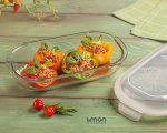 ظرف شیشه ای بیضی سرو و نگهداری دربدار 900 میلی لیتر - تصویر 3