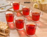 لیوان شیشه ای دسته دار شیاردار 280cc