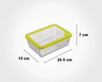 ظرف شیشه مستطیل دربدار شیاردار 1.1 لیتر - تصویر 3