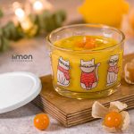 ظرف شیشه ای درب دار 190 میلی لیتر چاپ دار