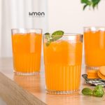 لیوان شیشه ای شیار دار 350 سی سی 3 عددی