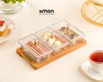 اردور خوری مستطیل پایه چوبی 3 عددی