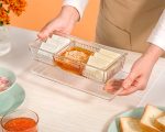 ظرف شیشه ای سه خانه با درب اکرولیک