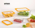 ظرف شیشه مستطیل دربدار شیاردار 1.1 لیتر