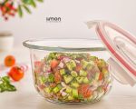 کاسه گرد شیشه ای دربدار 1.2 لیتر