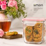 ظرف شیشه ای مربع دربدار 860 میلی لیتر
