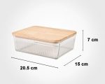 ست ظرف شیشه شیار دار مستطیل درب چوبی - تصویر 5