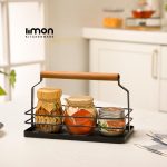 استند فلزی مستطیل با دسته چوبی