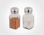 نمک پاش چهارگوش شیشه ای دو عددی درب استیل - تصویر 2