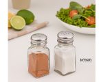 نمک پاش چهارگوش شیشه ای دو عددی درب استیل